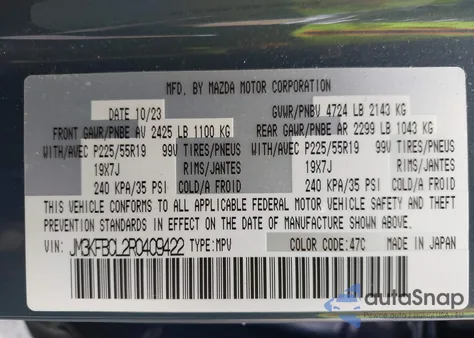 2024 Mazda Cx-5 2.5 S Carbon Edition z USA, uszkodzony, nr VIN JM3KFBCL2R0409422